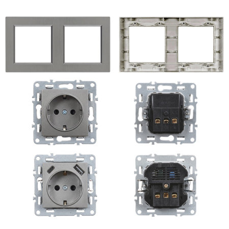 Leziter Ștecher Nova cu conector USB cu cadru gri [4]