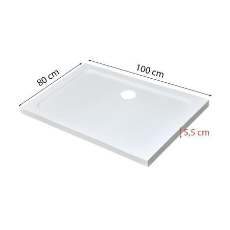 Leziter Tavă de duș acrilică pătrată asimetrică Modena Slim, dimensiune 80x100x5,5 cm [2]