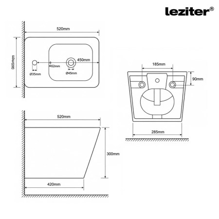Leziter Tina bideu de perete alb [2]
