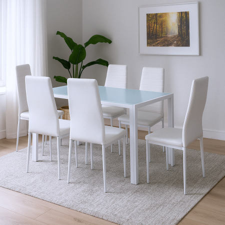 Leziter Tino NOVA Scaun de masă din piele textilă albă + metal - alb [1]