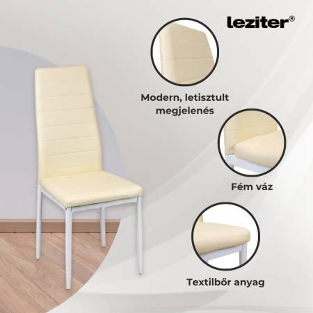 Leziter Tino NOVA Scaun de masă piele textilă bej + metal [3]