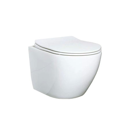 Toaletă perete - Leziter Toaletă Delano fără ramă, montată pe perete, cu capac cu închidere silențioasă