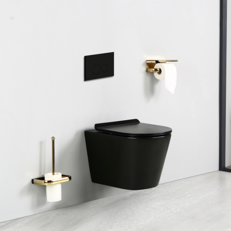 Leziter Toaletă Ride fără ramă, montată pe perete, neagră [1]