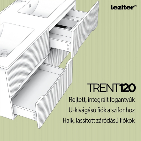 Leziter Trent 120 dulap de baie inferior cu chiuvetă ceramică (4 sertare) stejar apus de soare-verde fistic [4]