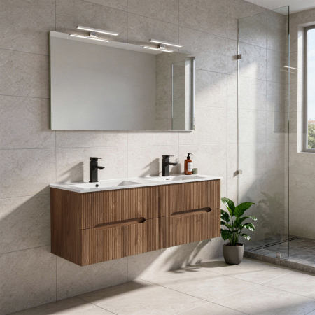 Leziter Trent 120 dulap de baie inferior cu chiuvetă ceramică 4 sertare, stejar sunset [1]