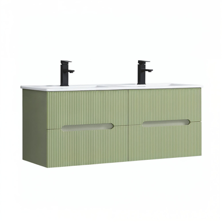 Produse temporar indisponibile - Leziter Trent 120 dulap de baie inferior cu chiuvetă ceramică (4 sertare) verde măslin verde fistic