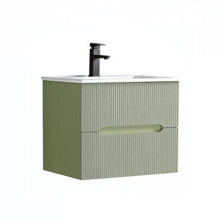 Masca chiuveta baie - Leziter Trent 60 dulap de baie inferior cu chiuvetă ceramică (2 sertare) verde fistic - verde oliv