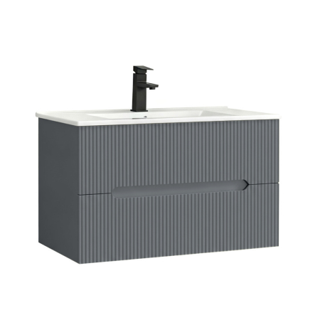 Produse temporar indisponibile - Leziter Trent 80 dulap de baie inferior cu chiuvetă ceramică 2 sertare, gri antracit