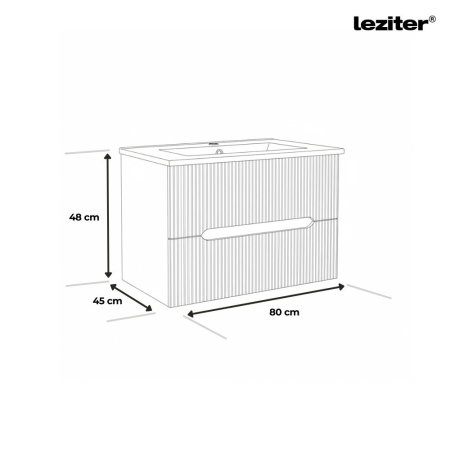 Leziter Trent 80 dulap de baie inferior cu chiuvetă ceramică 2 sertare, gri antracit [2]