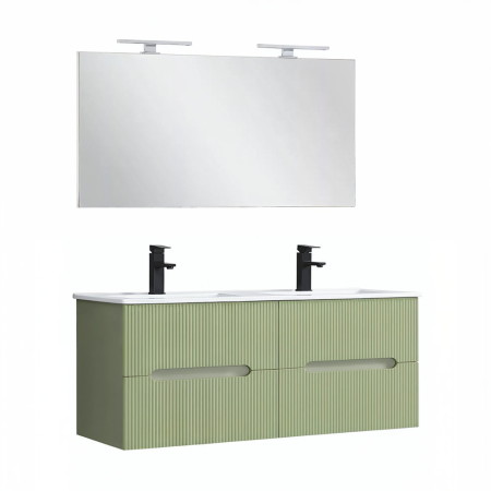 Set mobilier baie - Leziter Trent Mobilier de baie 120 cm chiuvetă ceramică cu oglindă 60x120 cm verde măslin verde-pistachio