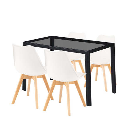 Set masă - Leziter Treva 4+1 set de sufragerie alb-negru