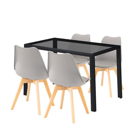 Leziter Treva 4+1 set de sufragerie negru-gri [0]