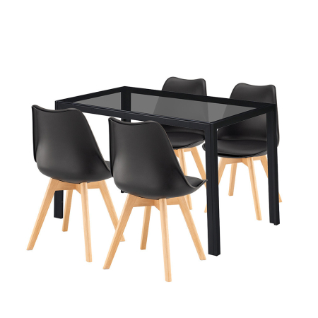 Set masă - Leziter Treva 4+1 set de sufragerie negru-negru