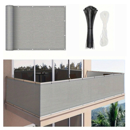 Ecranare - Leziter Umbrelă de balcon, ecran de intimitate 5 m gri