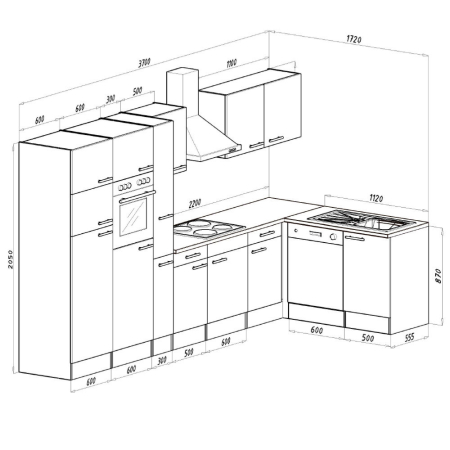 Leziter Unitate de bucătărie de colț Yorki 370 cu congelator superior și frigider [3]