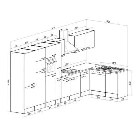 Leziter Unitate de bucătărie de colț Yorki 430 cu congelator superior și frigider [1]