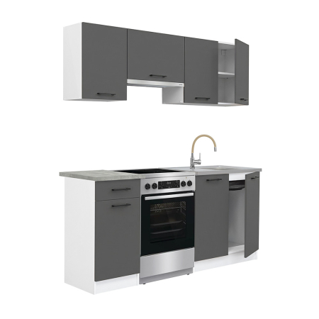 Bucătărie - Leziter Unitate de bucătărie Praktik 180, corp alb, față antracit