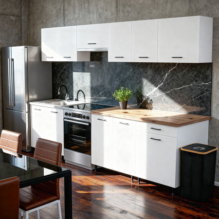 Leziter Unitate de bucătărie Primo 280 cu blat de lucru din stejar charlestone alb [1]