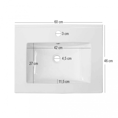 Leziter V950 -Lavoar cu design plat 18x60x46 cm [2]