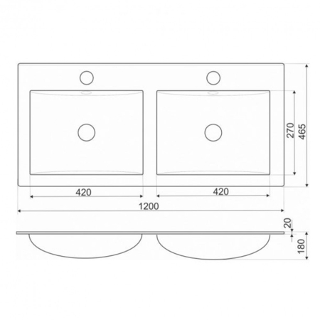 Leziter V956 - Lavoar cu design plat 18x120x46 cm [2]