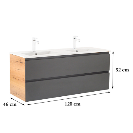 Leziter Vario Pull 120 dulap de bază cu chiuvetă stejar-antracite [2]