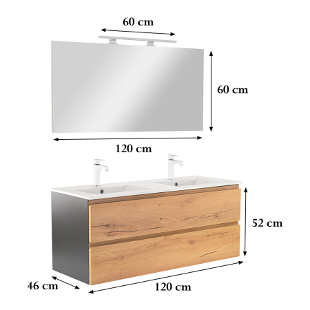 Leziter Vario Pull 120 mobilier de baie complet antracit stejar [2]