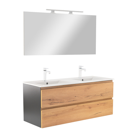 Outlet - Leziter Vario Pull 120 mobilier de baie complet antracit stejar