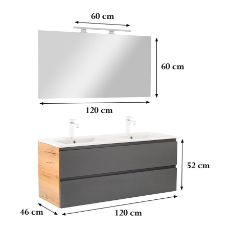 Leziter Vario Pull 120 mobilier de baie complet stejar-antracite [2]