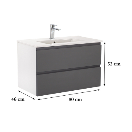 Leziter Vario Pull 80 dulap de bază cu chiuvetă alb-antracit [2]