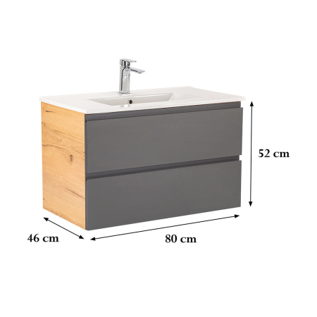 Leziter Vario Pull 80 dulap de bază cu chiuvetă stejar-antracite [2]