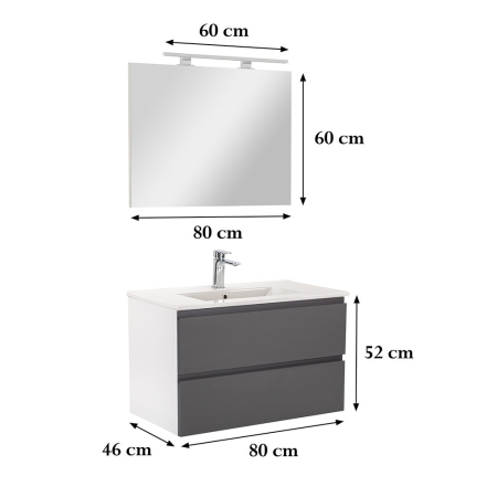 Leziter Vario Pull 80 mobilier de baie complet alb-antracit [2]