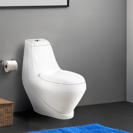Leziter Vas de toaletă Coral Monobloc cu evacuare inferioară și capac cu închidere silențioasă [1]