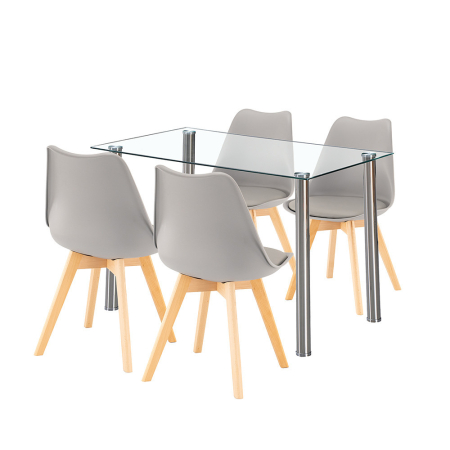 Mobilier sufragerie - Leziter Velon 4+1 set de sufragerie alb-gri