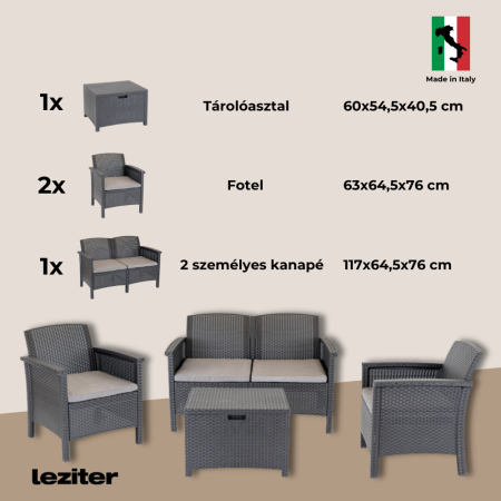 Leziter Venus 4 seater set de mobilier de grădină cappuccino [7]