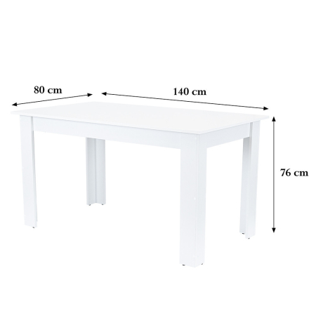 Leziter Yorki Masă de dining standard 140x80 cm alb [3]