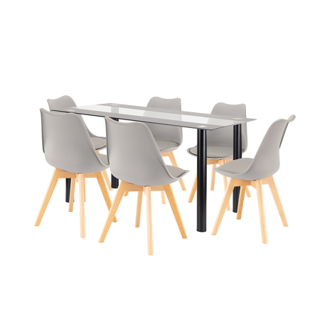 Mobilier - Leziter Zelma 6+1 set de luat masa gri