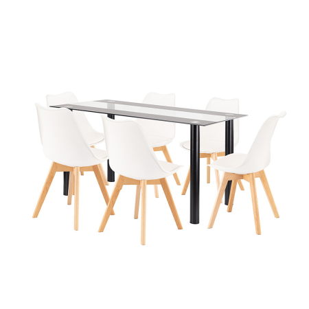 Mobilier - Leziter Zelma 6+1 set de sufragerie alb