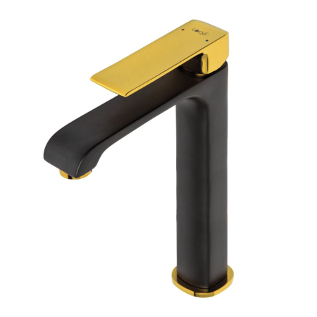 Produse temporar indisponibile - Logé Baterie lavoar Maroko 37 negru-auriu cu montare pe înălțime