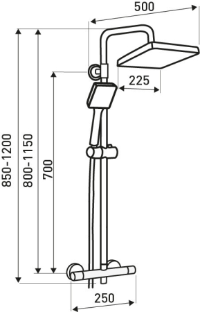 Logé Set de duș Vesuvio BL negru cu baterie termostatică [3]