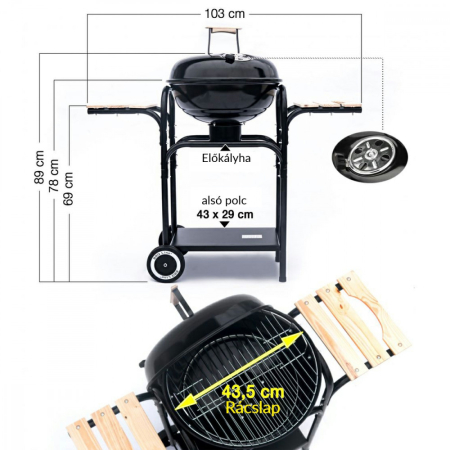 Mirpol Grătar cu cărbune MIR270 cu capac [5]
