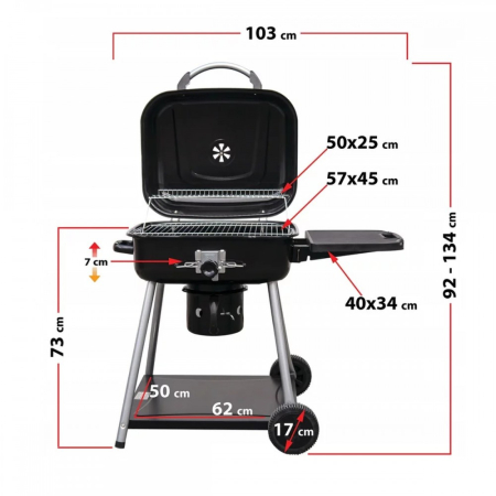 Mirpol Grătar cu cărbune MIR417 cu capac [6]