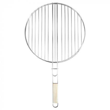 Grătare, frigărui, tăvi grătar - Mirpol Grilaj rotund cu mâner din lemn 40 cm
