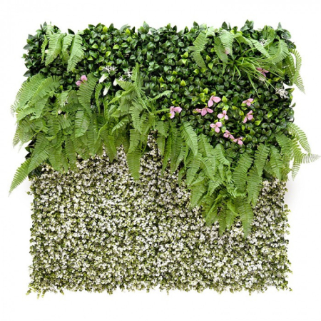 Panou de perete pentru plante de iarbă - Mirpol Perete verde din plastic Veilflower 100x100 cm