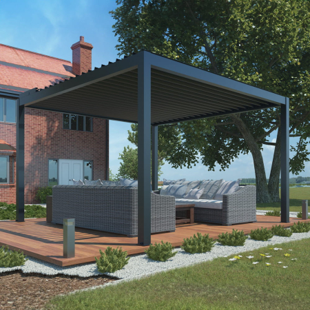 Mirpol Pergolă electrică LUXE 3x4m cu iluminat LED antracit [1]