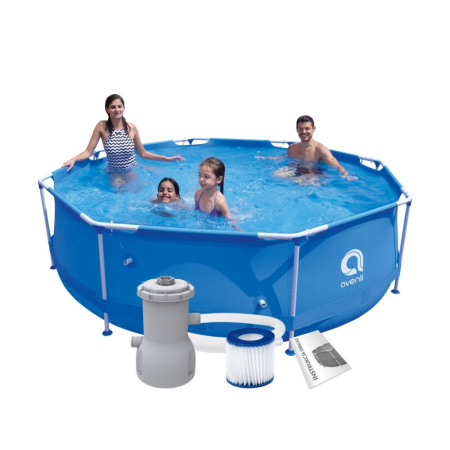 Produse temporar indisponibile - Mirpol Piscină rotundă cu cadru metalic Siroco Blue 3x0,76 m cu vârtej de apă