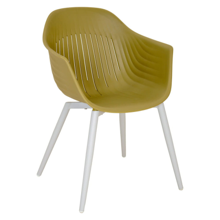 Scaun cadru metalic - Mirpol Scaun de grădină din plastic Ballena cu picioare metalice, verde măsliniu