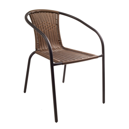 Scaun cadru metalic - Mirpol Scaune de grădină Hercules maro cu 3 scaune