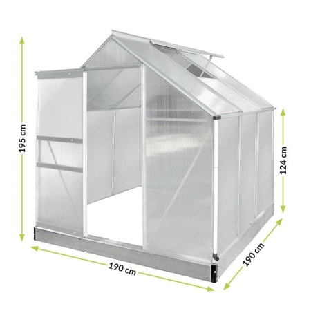 Mirpol Seră din policarbonat 190 x 190 x 124/195 cm [6]