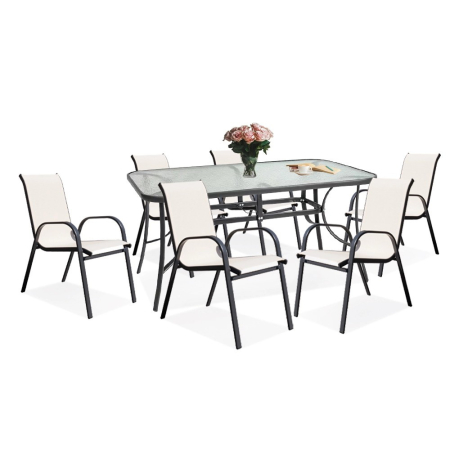 Produse temporar indisponibile - Mirpol Set de mobilier de grădină Larkadia 6 în 1 cu cadru metalic