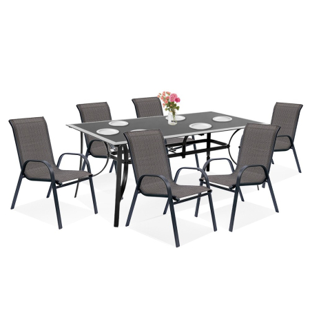 Produse temporar indisponibile - Mirpol Set de mobilier de grădină Markadia 6 în 1 cu cadru metalic